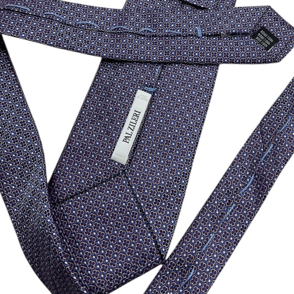 PAL ZILERI Navy/Blue/Purple Geometric Silk LUXURY Tie ITALY - Picture 4 of 6